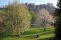 EDINBURGH, SCOTLAND Ã¢â¬â MAY 8, 2016ÃÂ : View of Edinburgh Castle and Princes Street Gardens with spring colors